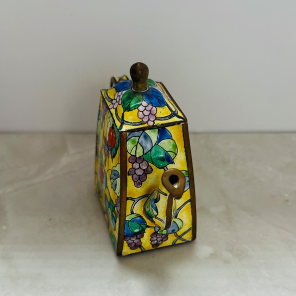 Authentic Kelvin Chen Ladybug Grape Teapot No.1674 | Taiwan Cloisonné Enamel - Picture 4 of 7